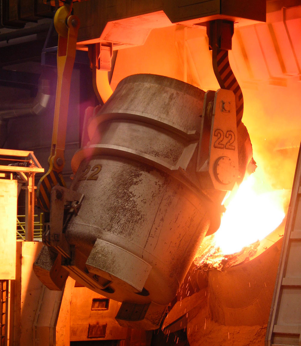 AOD converter at Outokumpu's steel melting shop in Tornio, Finland